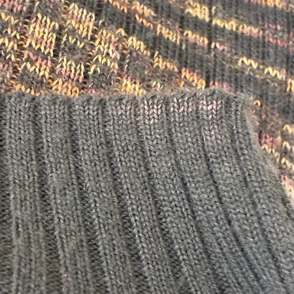 Vintage Casual Corner Merino Wool Blend Sweater 70’s Vibe Green Stripe Mock Neck - Picture 9 of 9